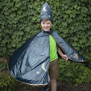 Starry Night Wizard Cape & Hat (Size 5-6)