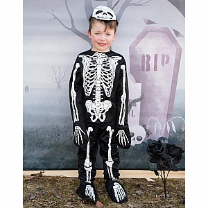 Glow in the Dark Skeleton Shirt, Pants and Mask (Size 5-6)