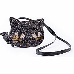 Cat's Meow Black Chunky Glitter Kitty Purse