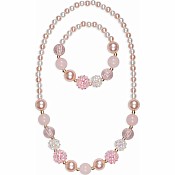 Pinky Pearl Necklace & Bracelet Set