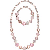 Pinky Pearl Necklace  Bracelet Set