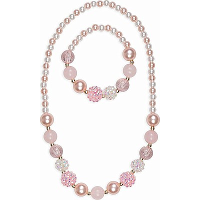 Pinky Pearl Necklace & Bracelet Set