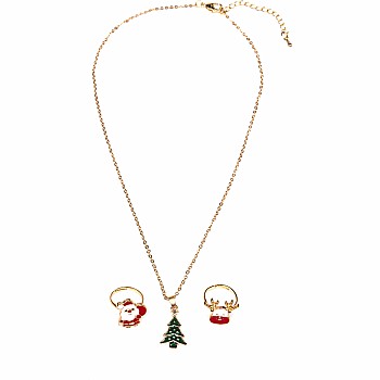 Christmas Tree Necklace with 2 Rings