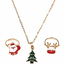 Christmas Tree Necklace with 2 Rings, 3pcs