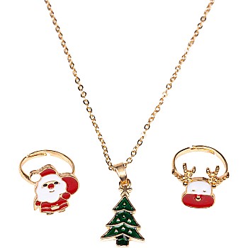 Christmas Tree Necklace with 2 Rings