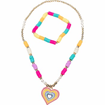 Rainbow Love Necklace Bracelet Set