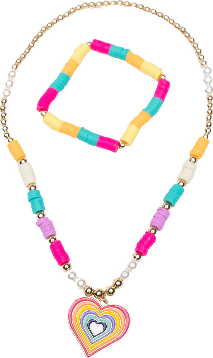 Rainbow Love Necklace Bracelet Set