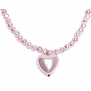 Pink Pearl Heart Necklace