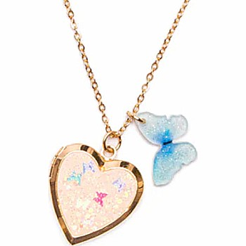 Butterfly Heart Locket Necklace