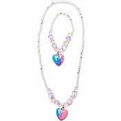 Galaxy Heart Necklace and Bracelet Set