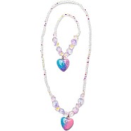 Galaxy Heart Necklace and Bracelet Set