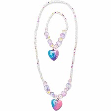 Galaxy Heart Necklace and Bracelet Set