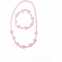 Pink Crystal Blooms Necklace & Bracelet Set