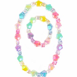 Wish Upon a Rainbow Star Necklace & Bracelet Set, 2pc