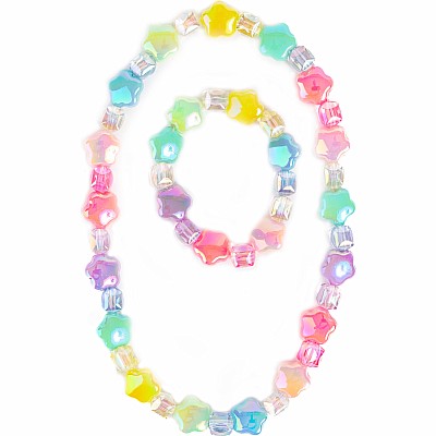Wish Upon a Rainbow Star Necklace & Bracelet Set, 2pc