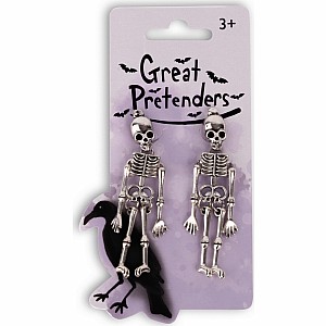 Spooky Scary Skeleton Clip On Earrings