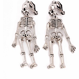 Spooky Scary Skeleton Clip On Earrings