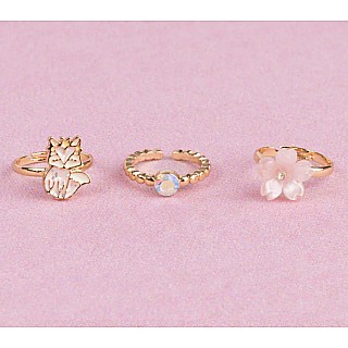 Boutique Foxy Floral Rings, 3pcs