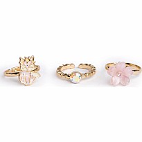 Boutique Foxy Floral Rings, 3pcs