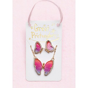 Boutique Butterfly Necklace & Studded Earring Set