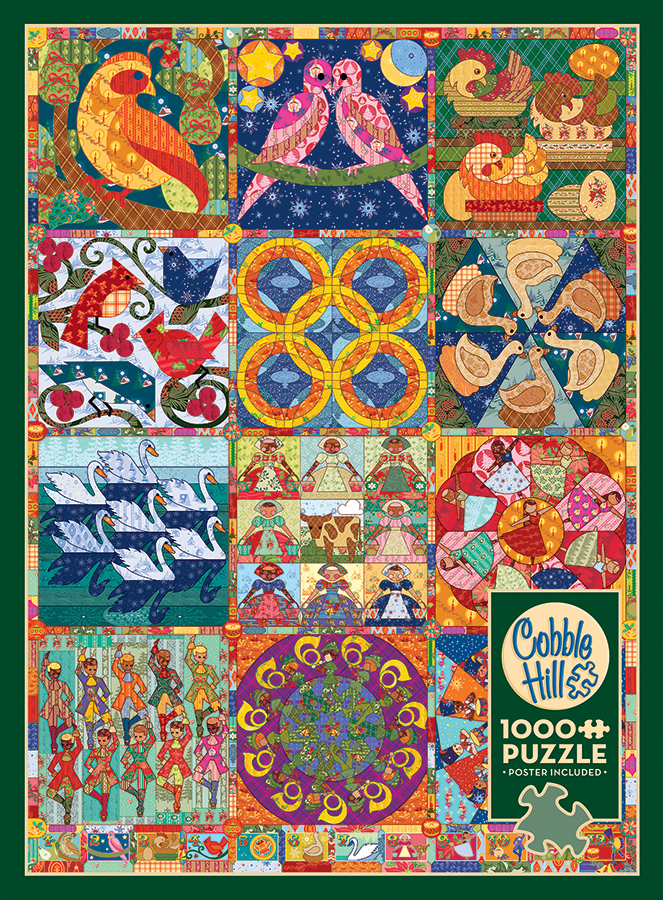 1000 Piece Puzzle, 12 Days of Christmas Quilt - Cobble Hill Puzzle