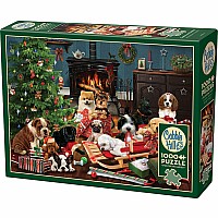 zCobble Hill 1000 Piece Jigsaw Puzzle - Christmas Puppies