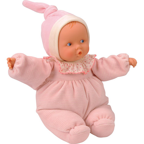 Corolle DOLL 11" BABIPOUCE PINK STRIPED Vinyl Baby Play France Blue Eyes NEW 