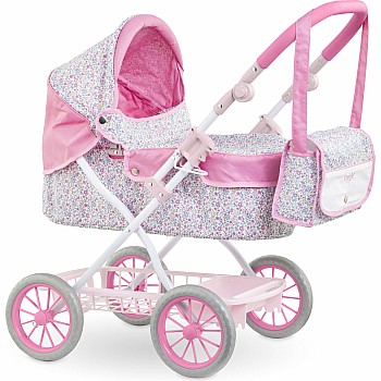 Doll Carriage, Bright Pink Floral