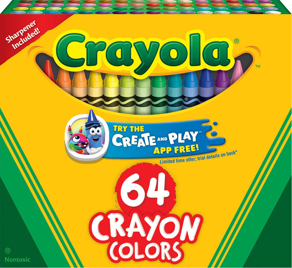 Crayons with Sharpener, Box of 64 