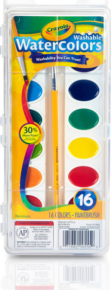 Crayola 16 ct. Washable Watercolor Pans with Plastic Handled Brush