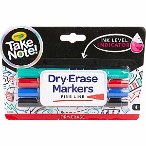 4 Ct. Take Note! Fine Line Dry-Erase Markers, Colored
