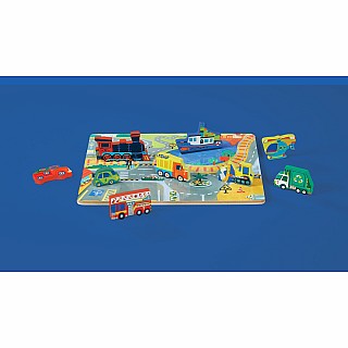 16-pc Wood puzzle - things that go