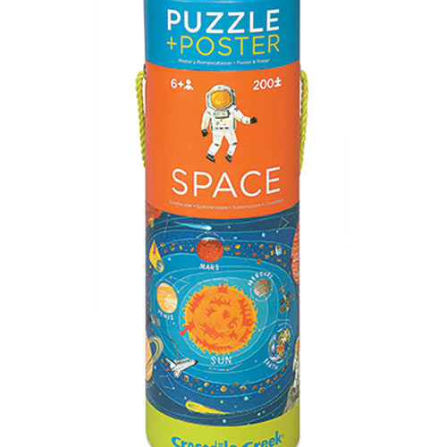 6 Years + Crocodile Creek Space Puzzle 200 Pieces In Canister Matching Poster 