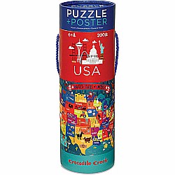 200pc Puzzle and Poster - USA Map
