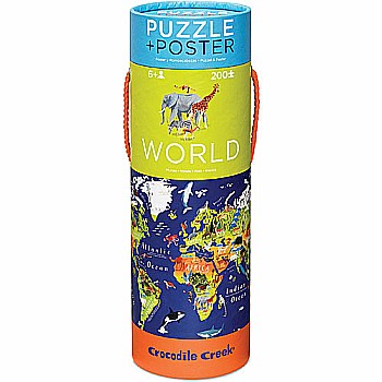 200pc Puzzle and Poster - World Animals