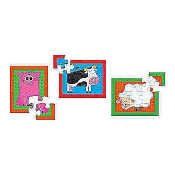Crocodile Creek "My First Puzzle; Barnyard" (6, 9, 12 pc 3 in 1 Puzzles)