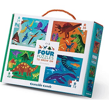 Crocodile Creek "Four Puzzles: Dinosaurs" (24, 36, 48, 72 pc 4 in 1 Puzzles)