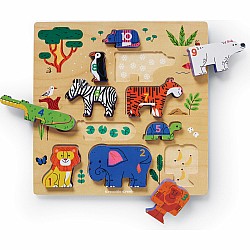 10pc Stacking Wood Puzzle - 123 Zoo