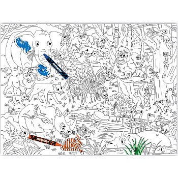Color a Poster with Crayons - Jungle Animals 