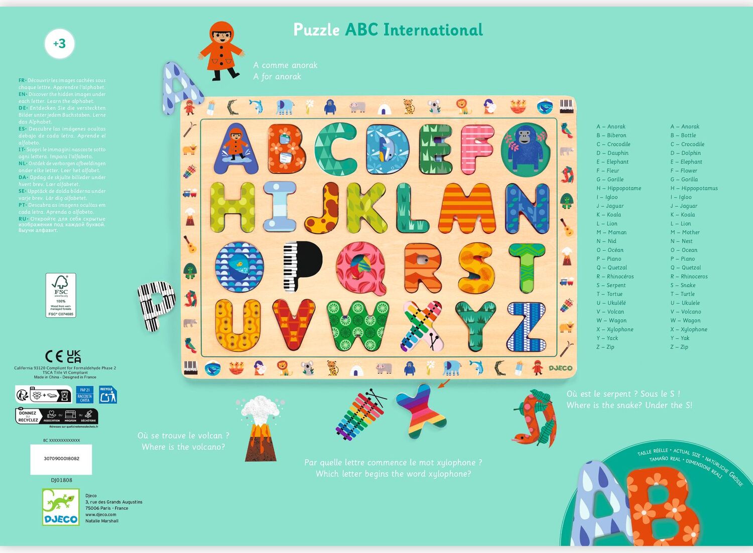 DJECO ABC International Wooden Puzzle