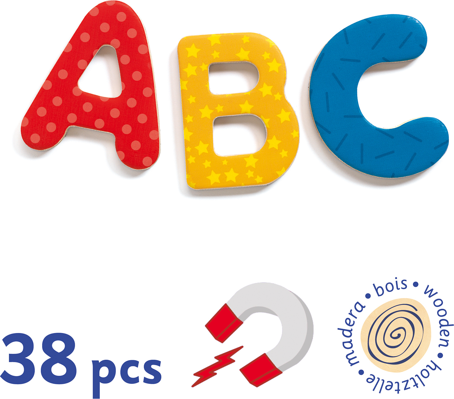 Wooden Magnetics 38 Big Letters