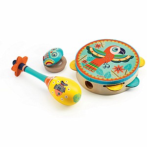 Animambo Set of 3 Instruments: Tambourine - Maracas - Castanet