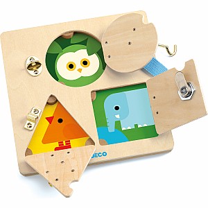 Djeco Lockbasic Locking/Unlocking Wooden Skill Board