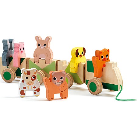 Trainimo Farm Wooden Pull-Along Activity Toy