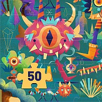   50 pc Monster Party Metallic Wizzy Jigsaw Puzzle