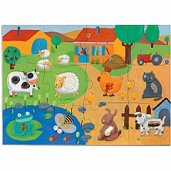 Djeco Giant Floor Puzzles Tactile Farm - 12pcs