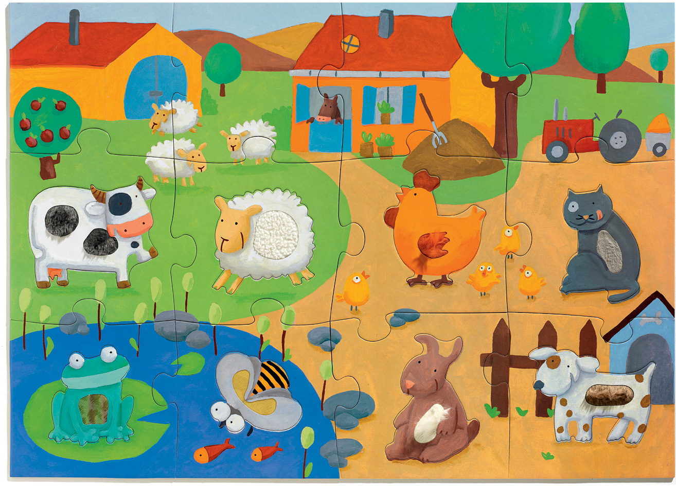 Giant Floor Puzzles Tactile Farm 12pcs Imagination Toys
