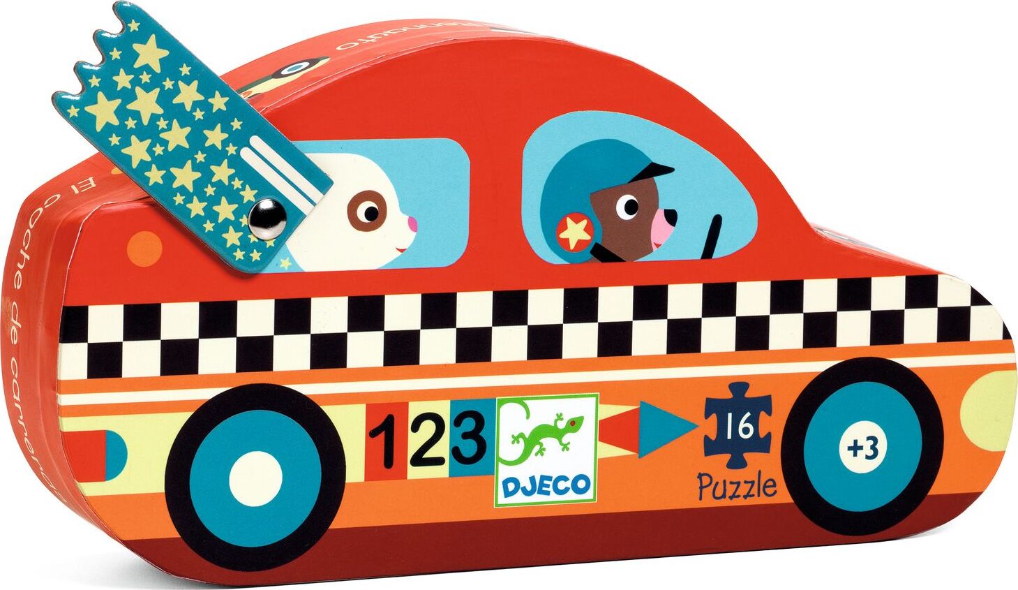 DJECO The Racing Car 16pc Silhouette Mini Jigsaw Puzzle - Imagination Toys