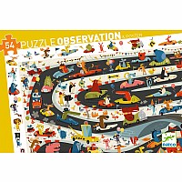 Djeco Automobile Rally 54Pc Observation Jigsaw Puzzle + Poster