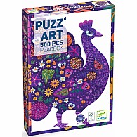  500pc Puzz'Art Peacock Shaped Jigsaw Puzzle